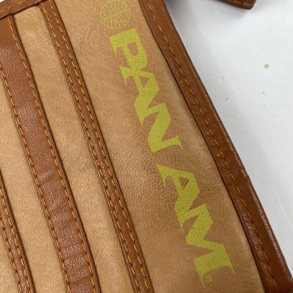 Vintage PAN AM Airlines Amenity Kit Toiletry Travel Bag Zip Brown Leather Pouch - Picture 5 of 7